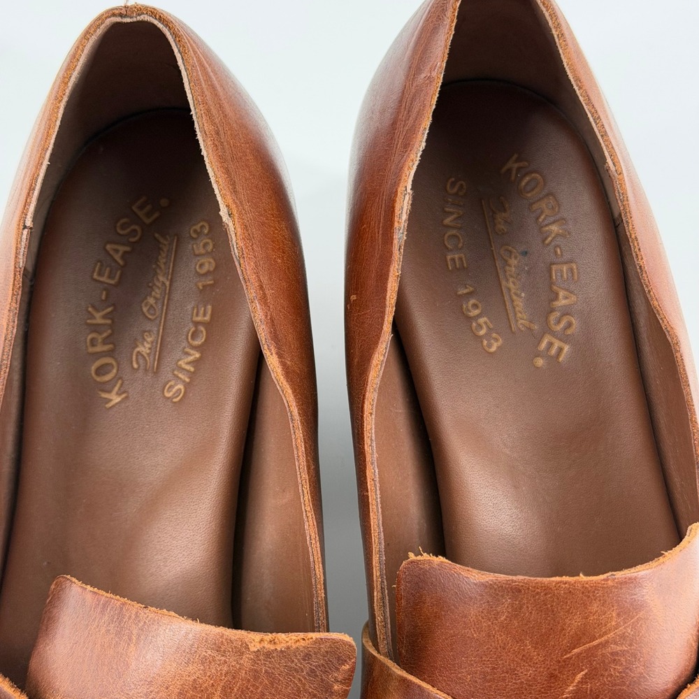 Kork-Ease Brown Leather Heeled Loafers Block Heel Ring Detail Pumps Womens 9.5 - Picture 8 of 10